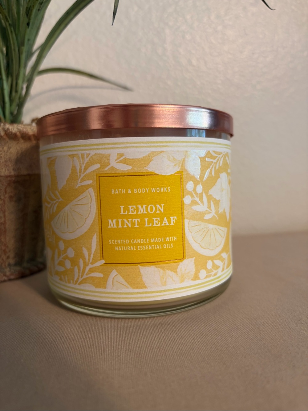 NEW Bath & Body Works Lemon Mint Leaf 3 Wick Candle